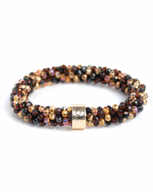 Banditz Beadz armband/haarelastiek - Bronze Brown Gold mix - Staartjes en Strikjes