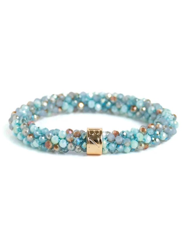Banditz Beadz armband/haarelastiek - Ice Blue Turqouise Mix - Staartjes en Strikjes