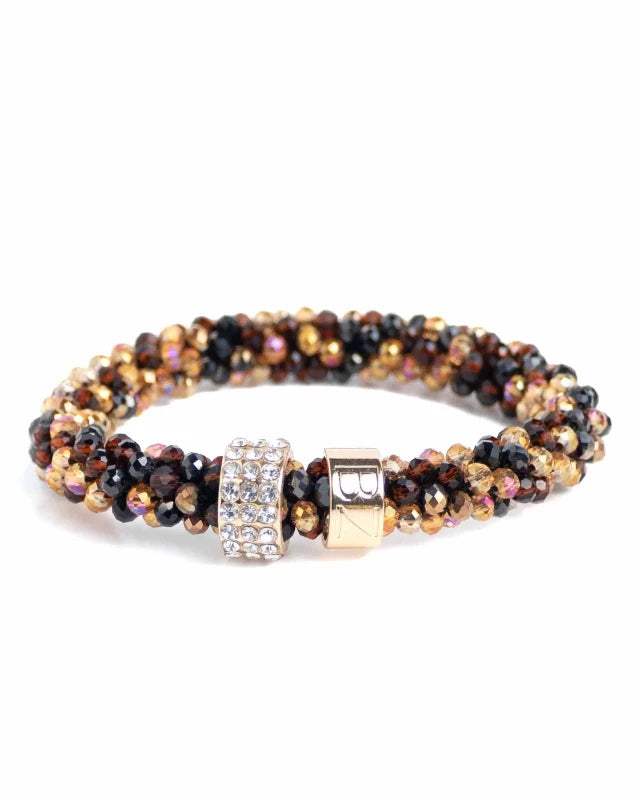 Banditz Beadz Lux armband/haarelastiek - Bronze Brown Gold Mix - Staartjes en Strikjes