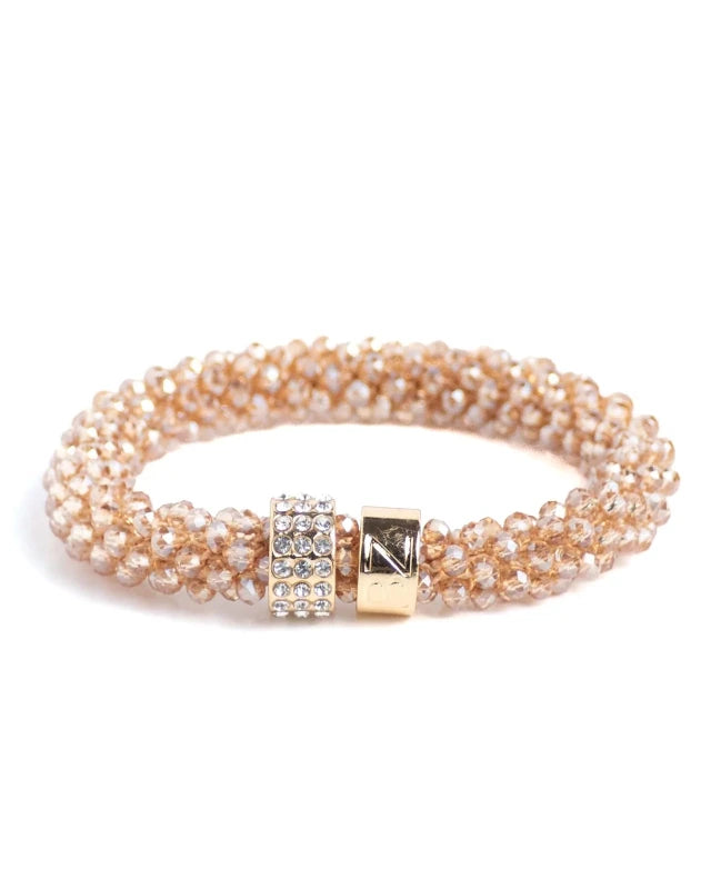 Banditz Beadz Lux armband/haarelastiek - Champagne Gold - Staartjes en Strikjes