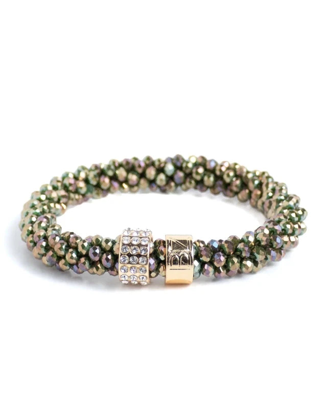 Banditz Beadz Lux armband/haarelastiek - Pearly Green - Staartjes en Strikjes