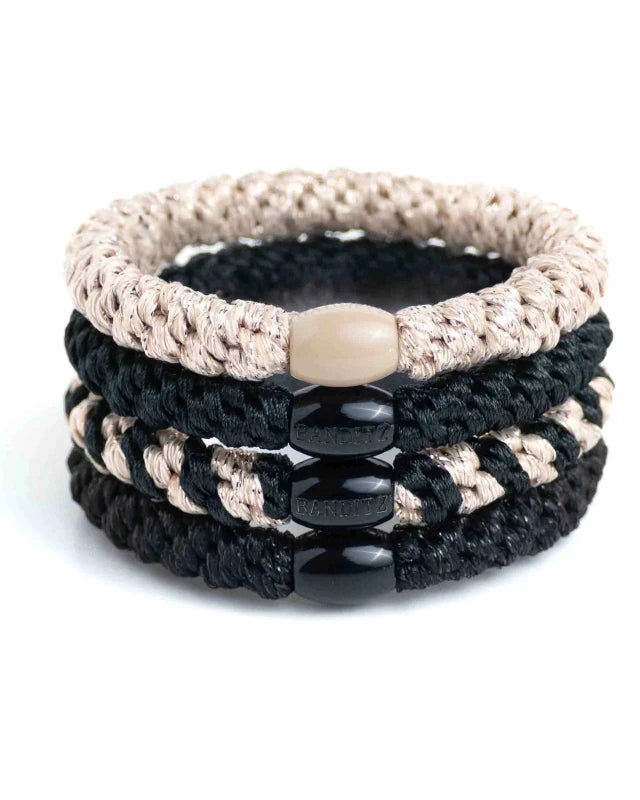 Banditz haarelastieken Combo - Just Black and Gold - Staartjes en Strikjes