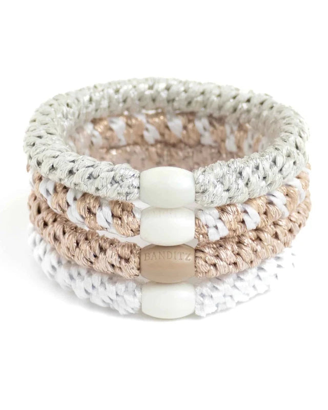 Banditz haarelastieken Combo - White Gold - Staartjes en Strikjes