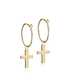 Blomdahl titanium goudkleurige oorringen met kruisje – 14 mm - Staartjes en Strikjes