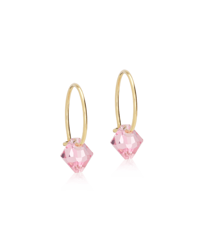 Blomdahl titanium goudkleurige oorringen met lichtroze crystal – 12 mm - Staartjes en Strikjes