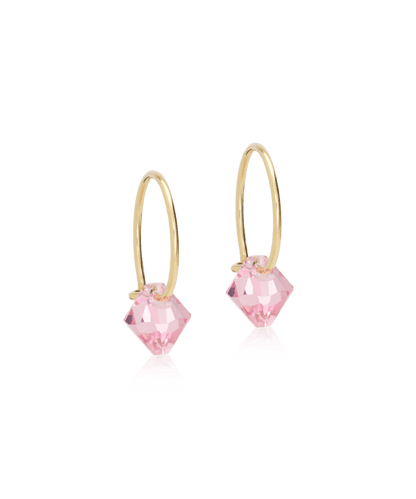 Blomdahl titanium goudkleurige oorringen met lichtroze crystal – 12 mm - Staartjes en Strikjes