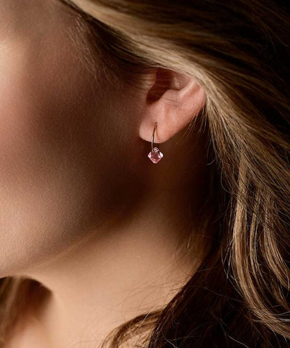 Blomdahl titanium goudkleurige oorringen met lichtroze crystal – 12 mm - Staartjes en Strikjes