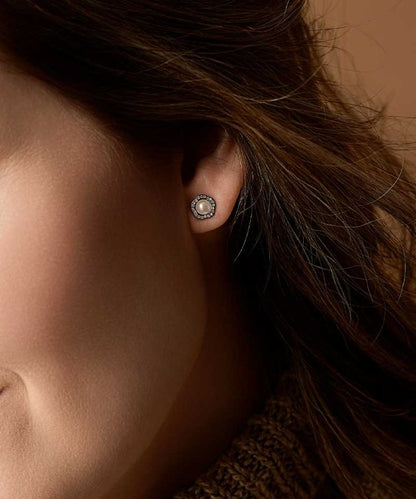 Blomdahl titanium knopjes fancy parel met crystal – 8 mm - Staartjes en Strikjes