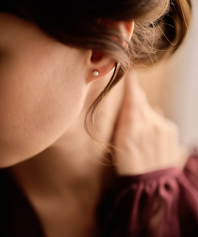 Blomdahl titanium knopjes goudkleurig met parel – 5 mm - Staartjes en Strikjes