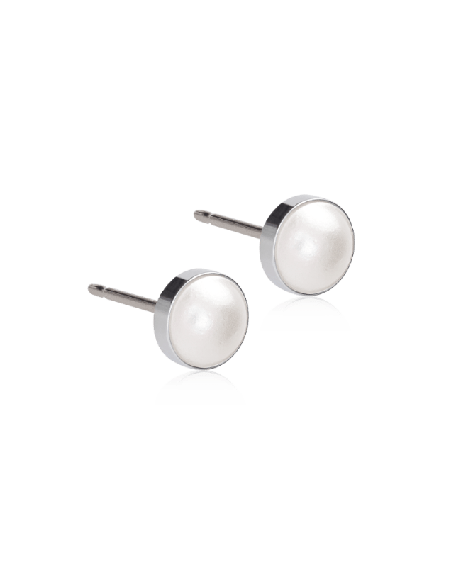 Blomdahl titanium knopjes met parel – 6 mm - Staartjes en Strikjes