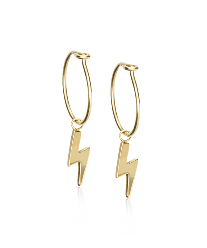 Blomdahl titanium oorringen goudkleurig met bliksem – 14 mm - Staartjes en Strikjes