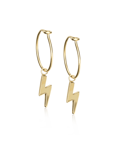 Blomdahl titanium oorringen goudkleurig met bliksem – 14 mm - Staartjes en Strikjes
