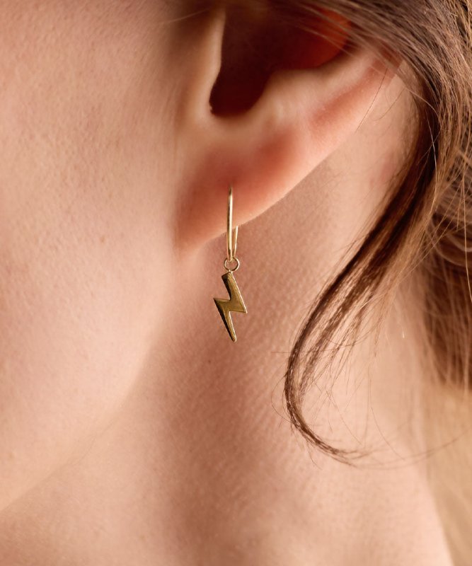 Blomdahl titanium oorringen goudkleurig met bliksem – 14 mm - Staartjes en Strikjes