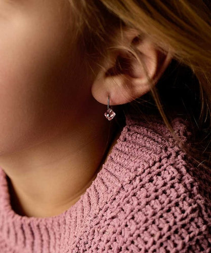Blomdahl titanium oorringen met lichtroze crystal – 12 mm - Staartjes en Strikjes