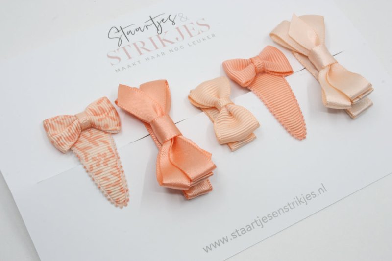 Cadeausetje babyhaarspeldjes Peach - Staartjes en Strikjes