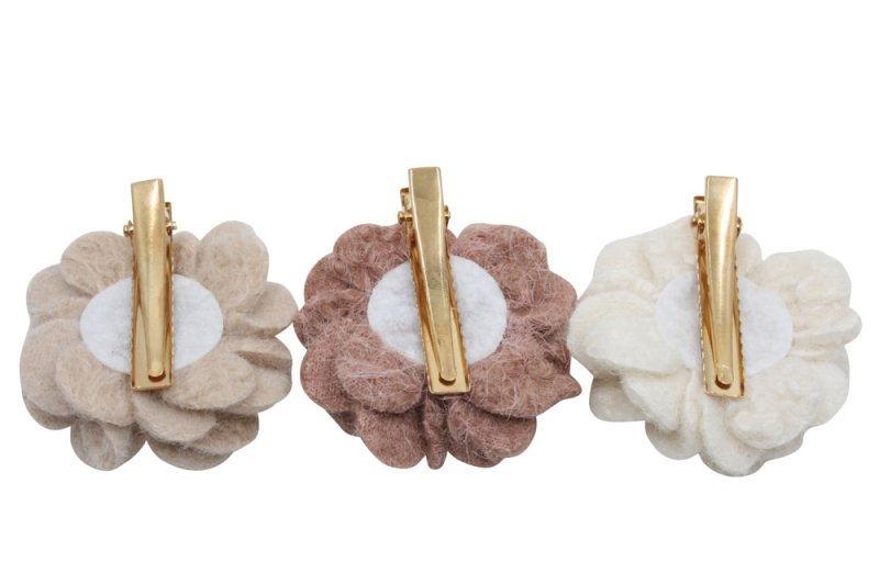 Cadeausetje haarspeldjes Wool Flower Naturel - Staartjes en Strikjes