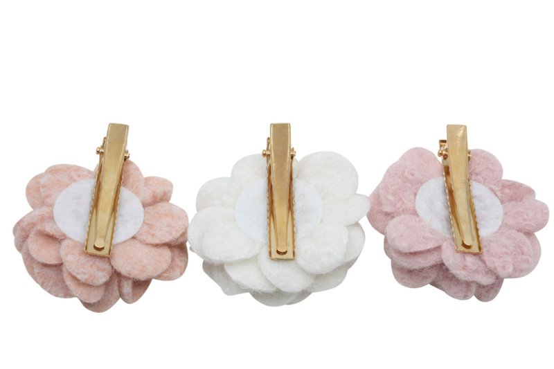 Cadeausetje haarspeldjes Wool Flower Pink - Staartjes en Strikjes