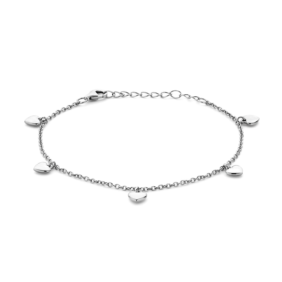 Zilveren bedel armbandje hartjes