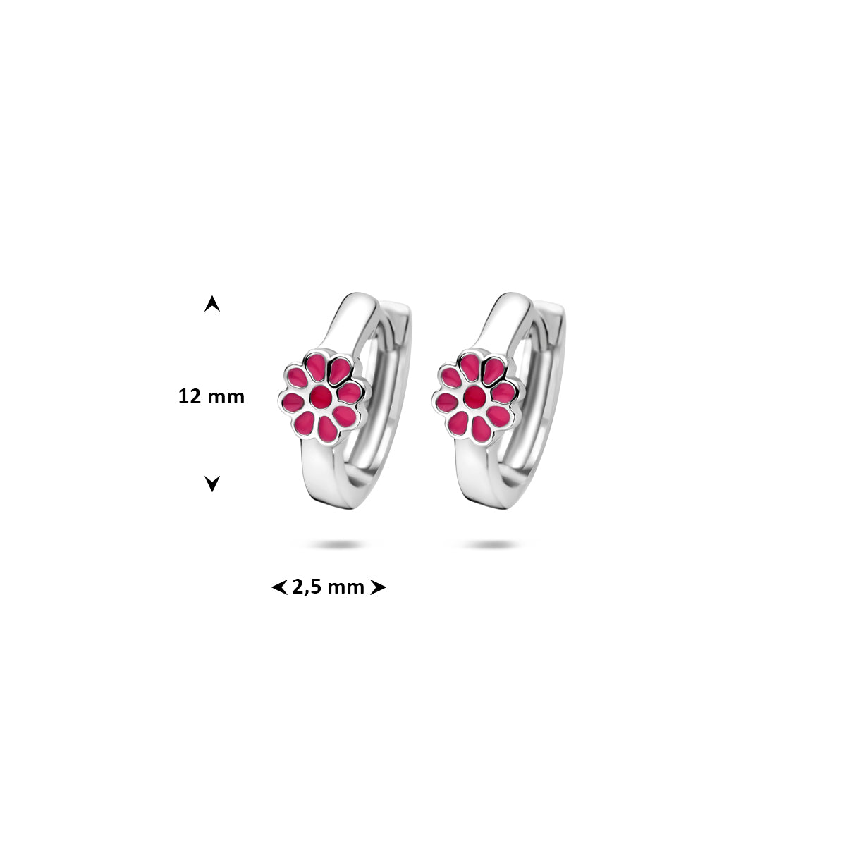 Silberne Kinderohrringe Creolen/Rosa Blumenohrringe