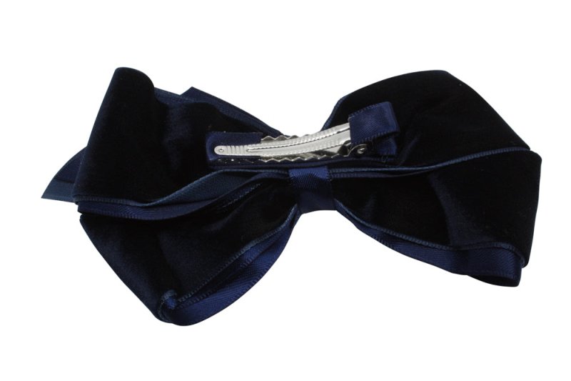 Grote fluwelen haarstrik donkerblauw - Staartjes en Strikjes