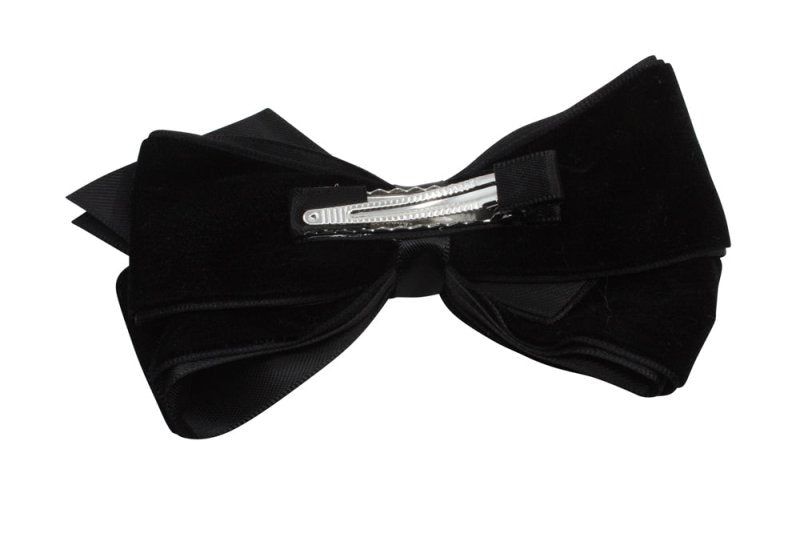 Grote fluwelen haarstrik zwart - Staartjes en Strikjes