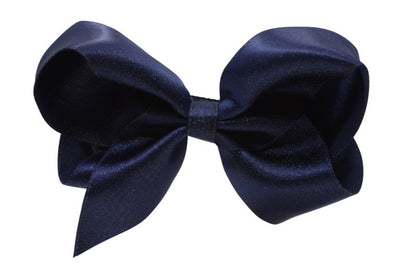 Grote haarstrik – donkerblauw glittertje - Staartjes en Strikjes