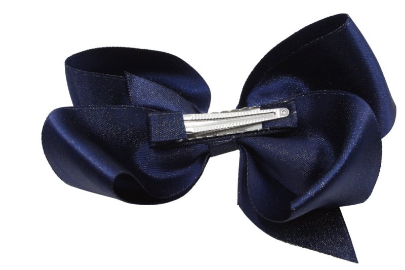 Grote haarstrik – donkerblauw glittertje - Staartjes en Strikjes