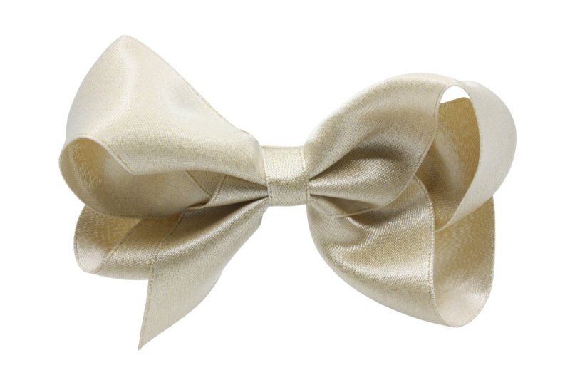 Grote haarstrik – licht champagne glittertje - Staartjes en Strikjes