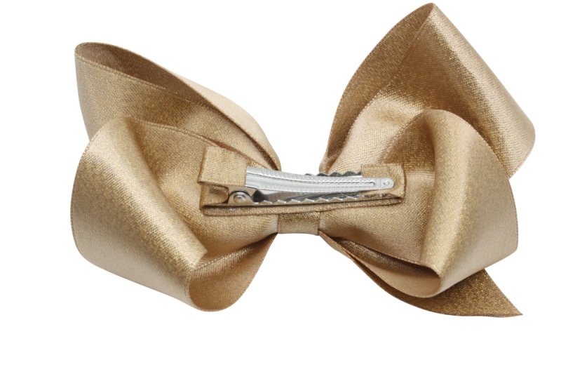 Grote haarstrik – oud goud met glittertje - Staartjes en Strikjes