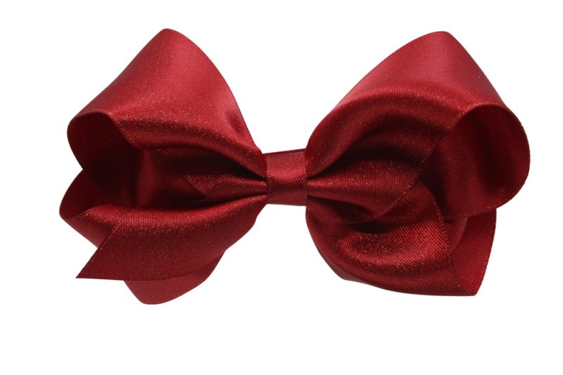 Grote haarstrik – warm rood met glittertje - Staartjes en Strikjes