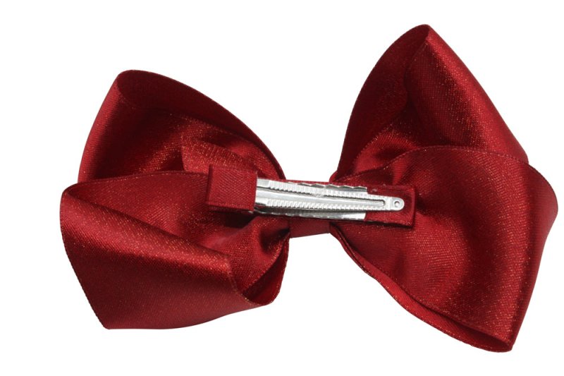 Grote haarstrik – warm rood met glittertje - Staartjes en Strikjes