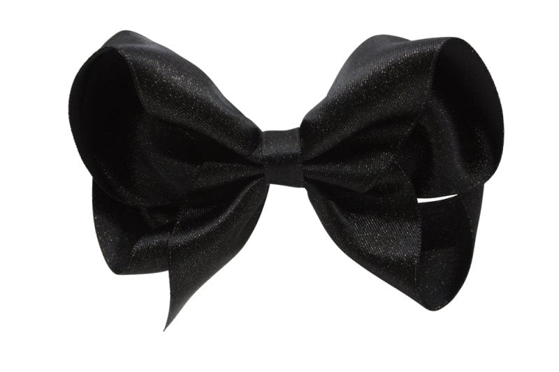 Grote haarstrik – zwart met glittertje - Staartjes en Strikjes