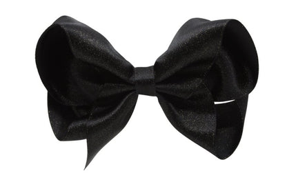 Grote haarstrik – zwart met glittertje - Staartjes en Strikjes