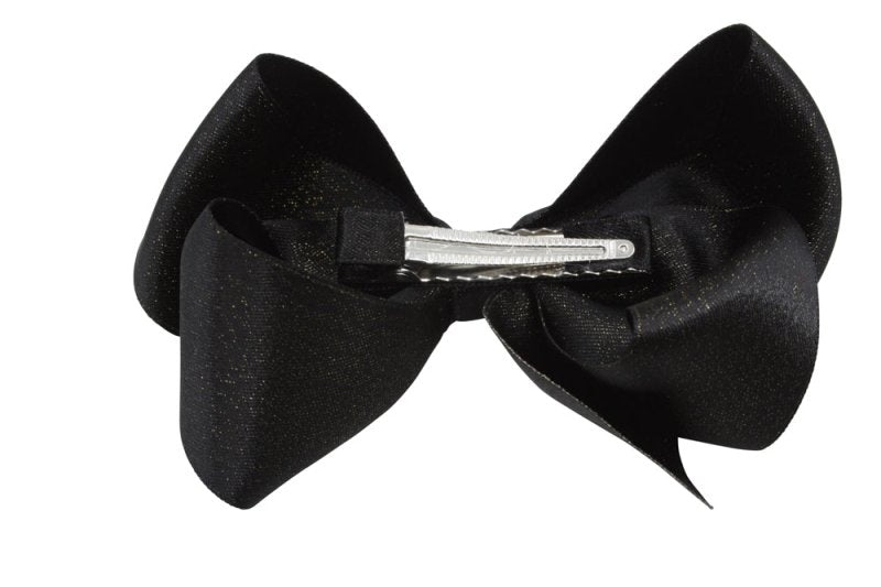 Grote haarstrik – zwart met glittertje - Staartjes en Strikjes