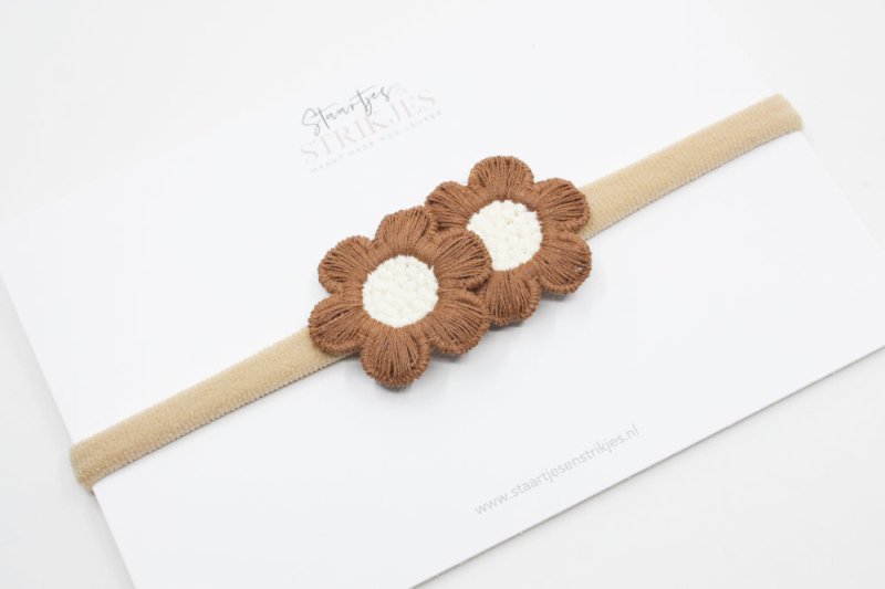 Haarbandje Bibi bruin/creme - Staartjes en Strikjes