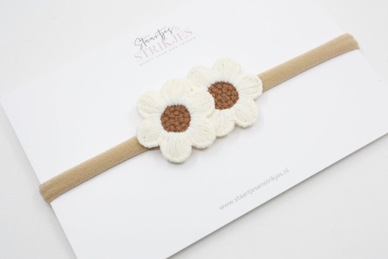 Haarbandje Bibi creme/bruin - Staartjes en Strikjes