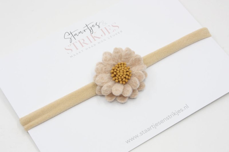 Haarbandje Fleur beige/bruin - Staartjes en Strikjes