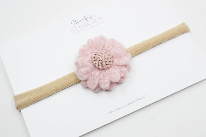 Haarbandje Fleur licht oudroze - Staartjes en Strikjes