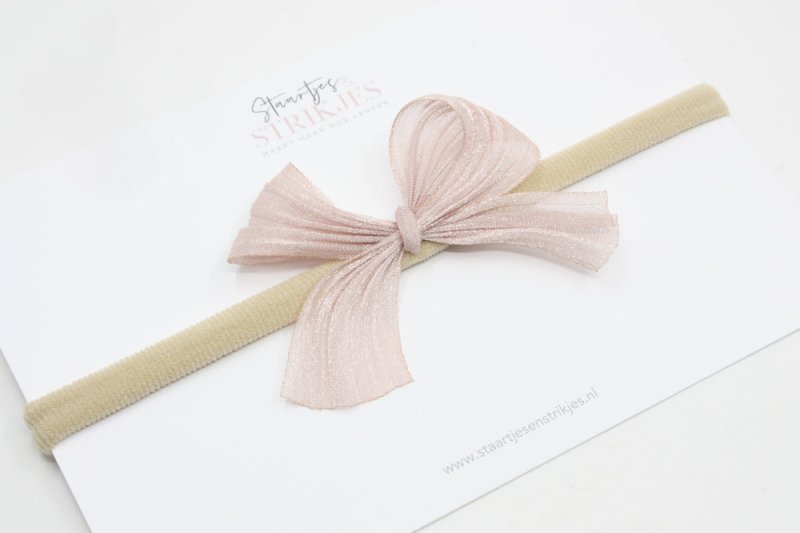 Haarbandje Juliëtte poederroze - Staartjes en Strikjes