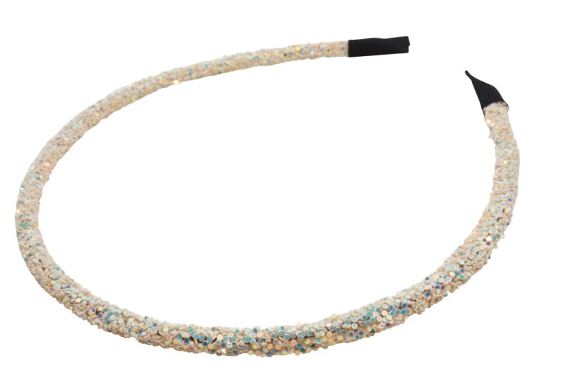 Haarbandje met glitter – zachtgeel/beige - Staartjes en Strikjes
