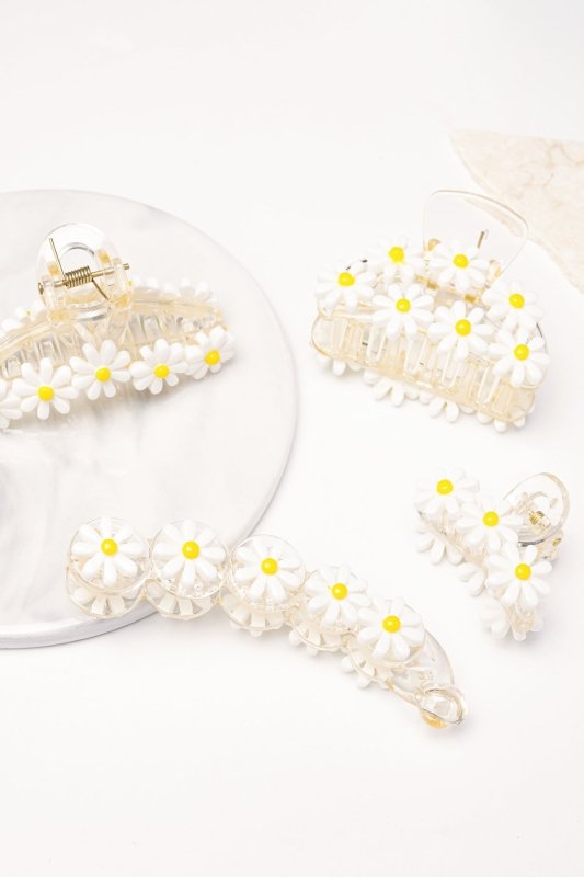 Haarklem floral white yellow - Staartjes en Strikjes
