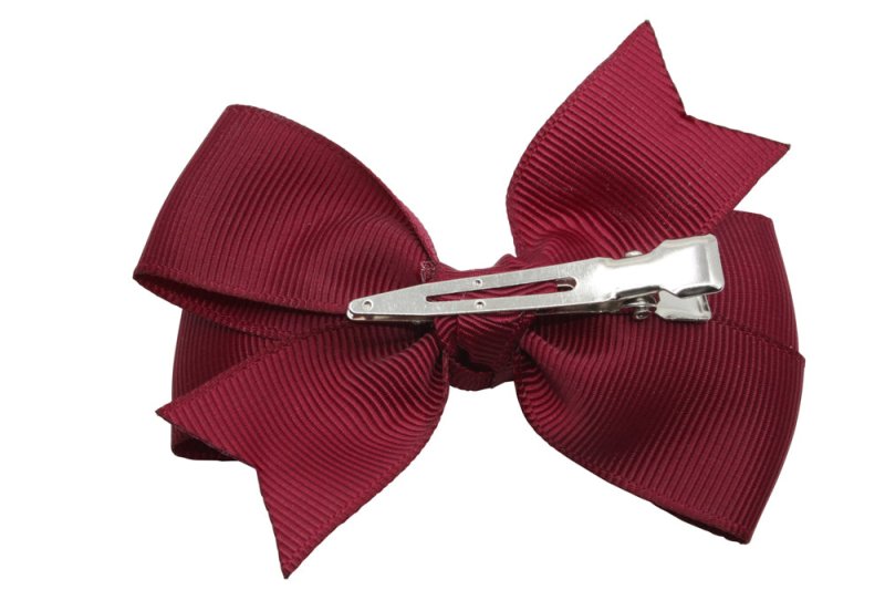 Haarstrik groot bordeaux rood stijl 2 - Staartjes en Strikjes