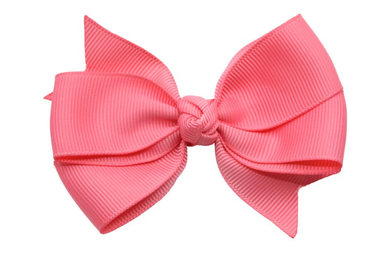 Haarstrik groot koraal roze stijl 2 - Staartjes en Strikjes