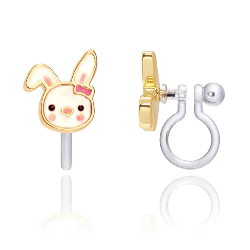 Hypoallergene kinder clip oorbellen Bouncy Bunny - Staartjes en Strikjes