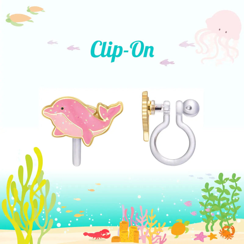 Hypoallergene kinder clip oorbellen dolfijn - Staartjes en Strikjes