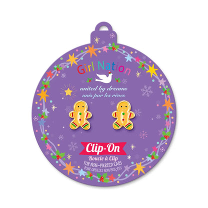 Hypoallergene kinder clip oorbellen Gingerbread man - Staartjes en Strikjes