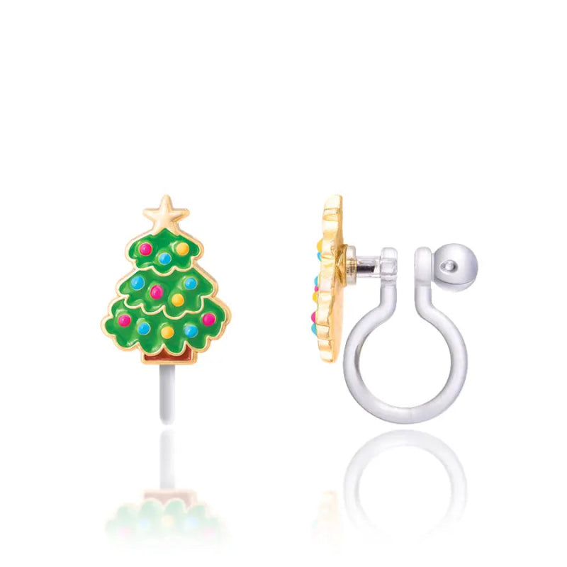 Hypoallergene kinder clip oorbellen Happy Christmas Tree - Staartjes en Strikjes