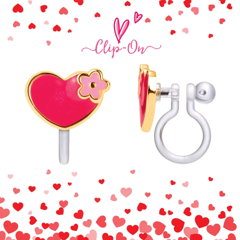 Hypoallergene kinder clip oorbellen hearts &amp; flowers - Staartjes en Strikjes