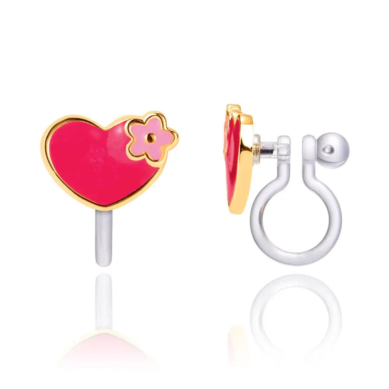 Hypoallergene kinder clip oorbellen hearts &amp; flowers - Staartjes en Strikjes
