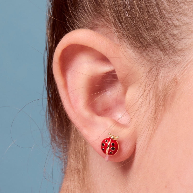 Hypoallergene kinder clip oorbellen Little Ladybug - Staartjes en Strikjes